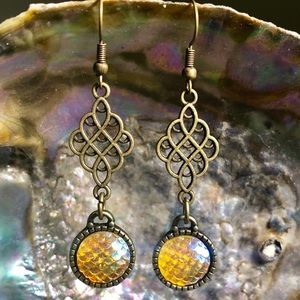 Yellow Mermaid Scale Earrings
